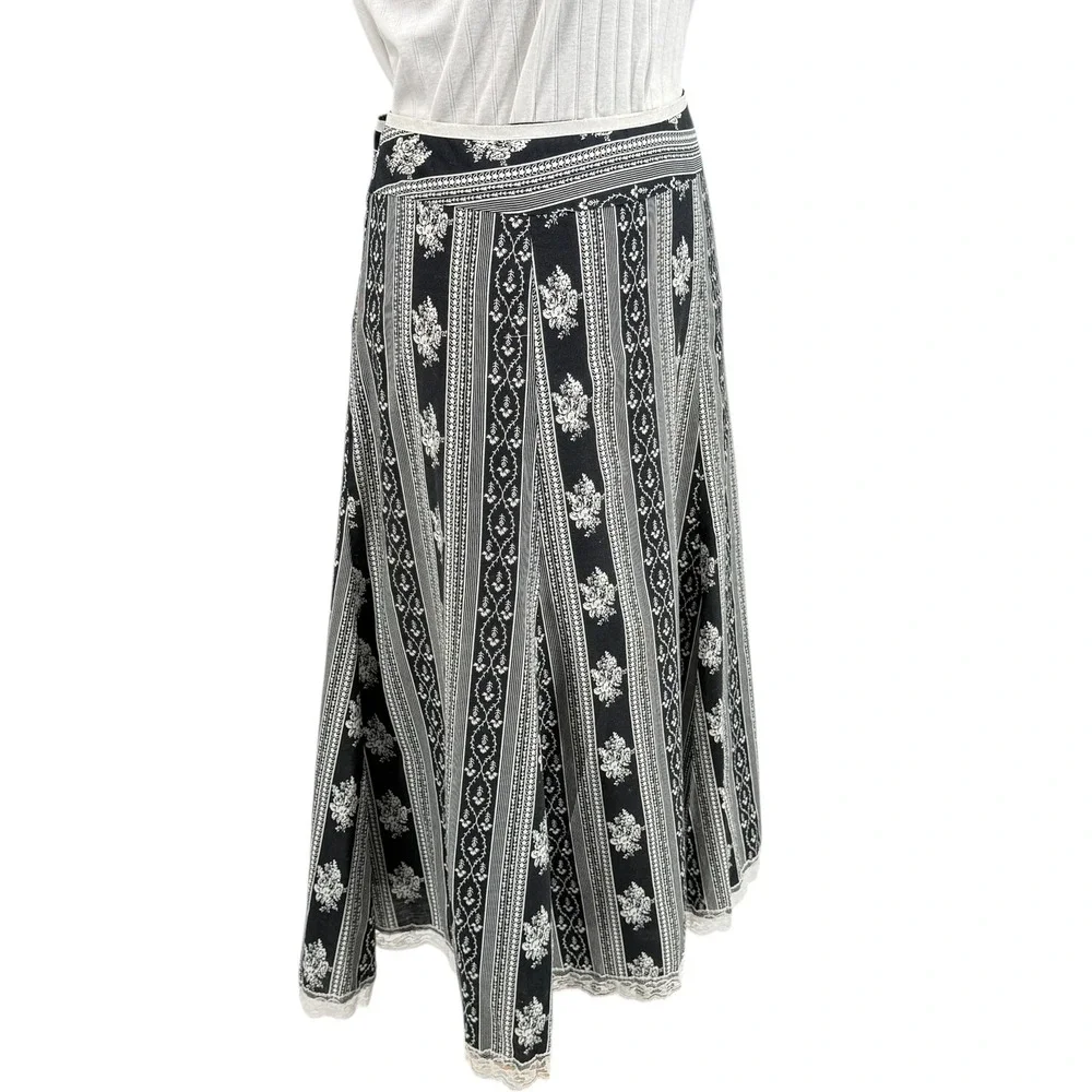 Baranda Women's Skirt‎ Vintage Milkmaid Striped Floral Lace Trim WhimsyGoth 10